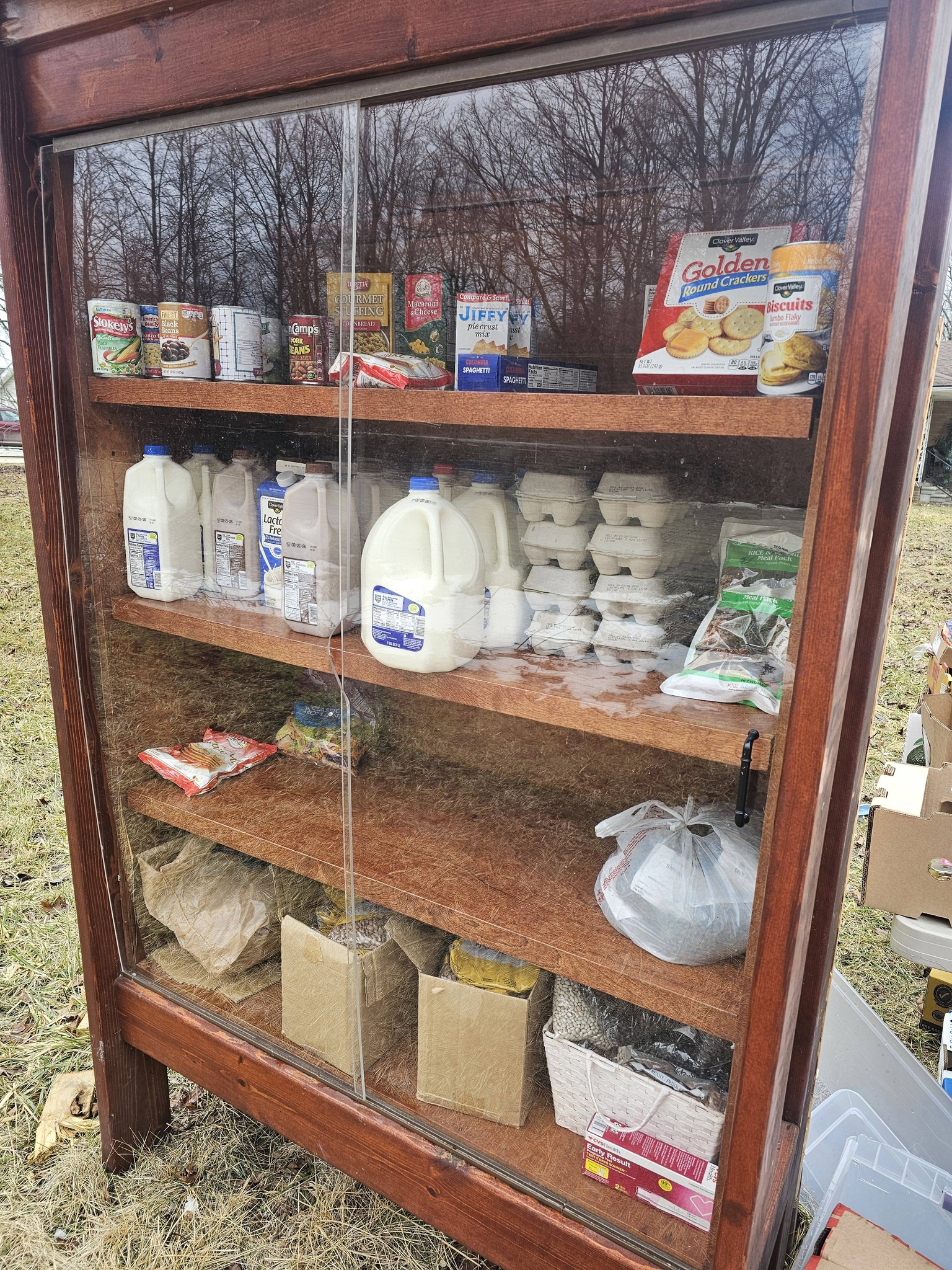 Community food pantry in winter