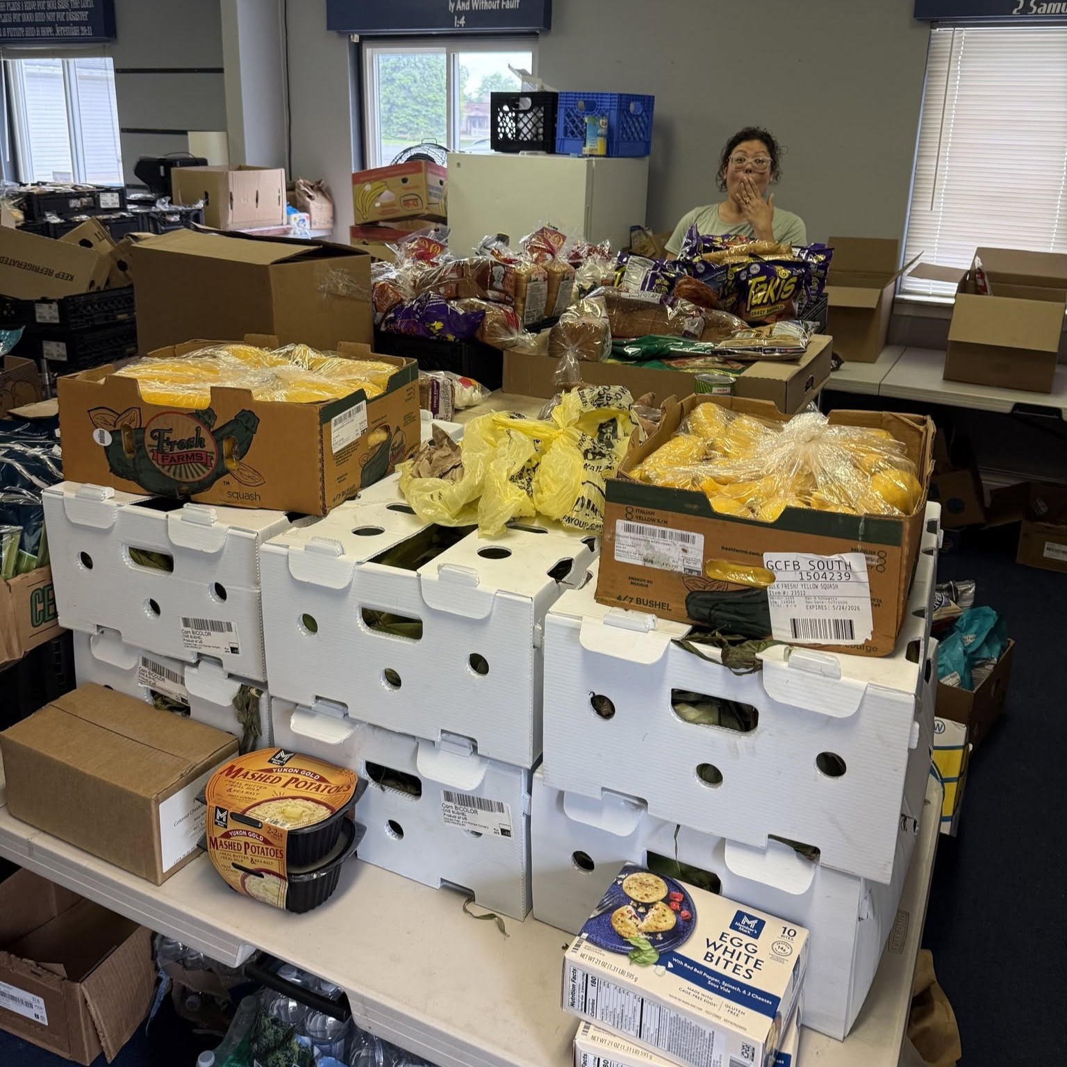 Food rescue: boxes of fresh produce